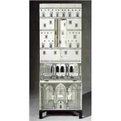 Piero Fornasetti Transfer-Printed +Architettura ' Secretary Bookcase, Designed with Gio Ponti,...