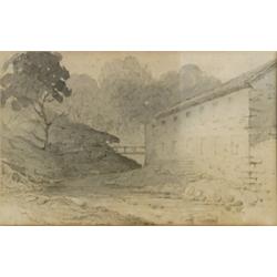 Attributed to John Baverstock Knight (British 1785-1859), Watermill with Bridge in a Landscape...