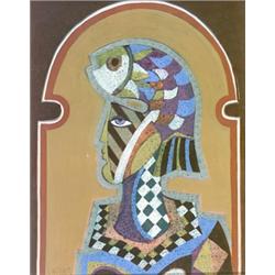 Simon Avissar (Israeli b. 1938), Woman with Fish, Signed S. Avissar l.l., Oil on canvas,...