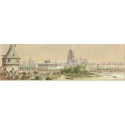 Julius Dielmann (German 1862-1931), Riverside View of a European City, Signed Jul. Dielmann a...