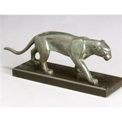 French School, First Quarter 20th Century, Figure of a Stalking Lioness, Signed DE ROCHE on f...