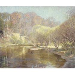 Carl Rakemann (American b. 1878), Pierce Mill Dam, Rock Creek, Signed Carl Rakemann l.l.; als...