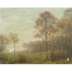 William Reuben Clark Wood (American 1875-1915), Maryland Woodland Clearing, Autumn, Signed WR...