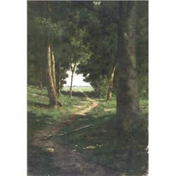 Edwin D. Connell (American b. 1859), Path Through a Forest Clearing, Signed E.D. Connell and...