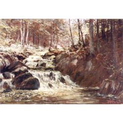 William Preston Phelps (American 1848-1923), Cascading Stream Through a Forest, Signed WP Phe...