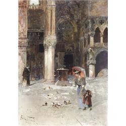 Douglas Arthur Teed (American 1864-1929), Strolling Through St. Mark 's Square, Venice, Signe...