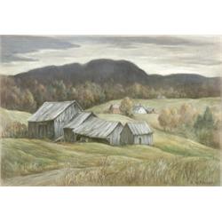 Thomas Willoughby Nason (American b. 1889), View of the Countryside with Farmhouse, Signed T....