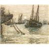 Image 1 : Walter Griffin (American 1861-1935), Harbor in Brittany, Signed Griffin in pencil l.r.; also...