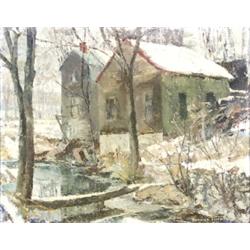 Yvonne Humber Twining (American b. 1907), Winter Landscape with Farmhouse, Signed Yvonne Twin...