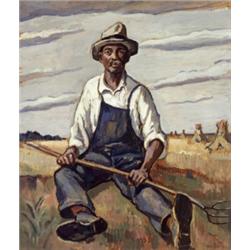 Edgar Hewitt Nye (American 1879-1943), A Farmer 's Portrait, Signed E. Nye l.r., Oil on boa...