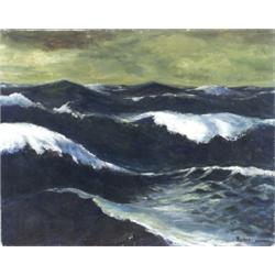 Max Kuehne (American 1880-1968), Whitecaps Mid-Ocean, Signed Kuehne l.r., Oil on canvas,...