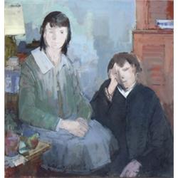 John Edward Heliker (American b. 1909), Double Portrait, Rome, Signed Heliker l.r., Oil on...