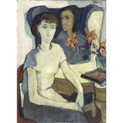 Cornelius Ruhtenberg (American b. 1923), Two Works, A. Portrait of Two Women, Signed Cornel...