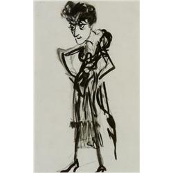 Marjorie Organ (American 1886-1931), Two Works, A. Woman with Hands on Hips, Unsigned, Bl...