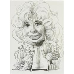 David Levine (American b. 1926), Caricature of Beverly Sills, Signed D. Levine and dated 87 l...