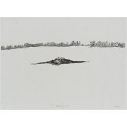 Leonard Baskin (American b. 1922), View of Deer Isle (Fern 516), Etching, circa 1968, signed...