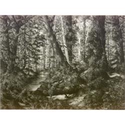 Mark Leithauser (American 20th Century), The Northern Shore, Etching and aquatint, signed Mar...