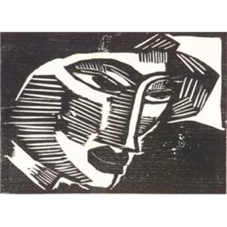 Karl Schmidt-Rottluff (German 1884-1976), Frauenkopf (Schapire 184), Woodcut, 1915, unsigned;...