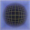 Image 1 : Victor Vasarely (Hungarian b. 1908), Composition in Blue and Gold, Serigraph in color, signed...