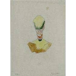 Jacques Gaston Duchamp Villon (French 1875-1963), Buste, Hand-colored etching on rice paper,...