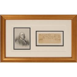 Benjamin Franklin Handwritten and Signed Check