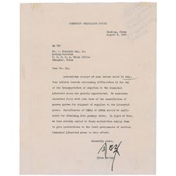 Chou En-lai Typed Letter Signed