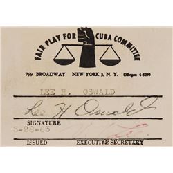 Lee Harvey Oswald’s ‘Fair Play for Cuba Committee’ Signed Card