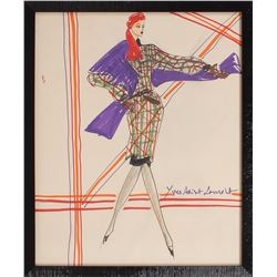 Yves Saint Laurent Signed Sketch