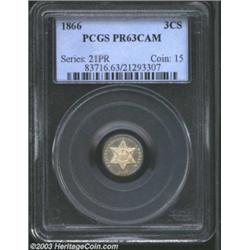 1866 3CS PR63 Cameo PCGS.