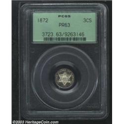 1872 3CS PR63 PCGS.