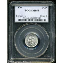 1870 3CN MS65 PCGS.