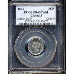 1873 3CN Closed 3 PR65 Cameo PCGS.
