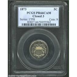 1873 5C Closed 3 PR66 Cameo PCGS.