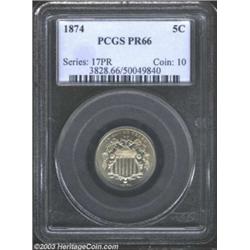 1874 5C PR66 PCGS.