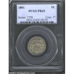 1881 5C PR65 PCGS.