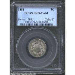 1881 5C PR66 Cameo PCGS.