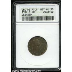 1912-S 5C --Cleaned--ANACS. Unc Details, Net AU50.