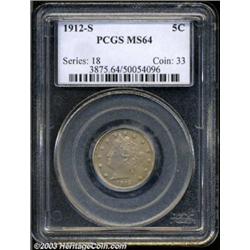 1912-S 5C MS64 PCGS.
