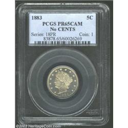 1883 5C No Cents PR65 Cameo PCGS.