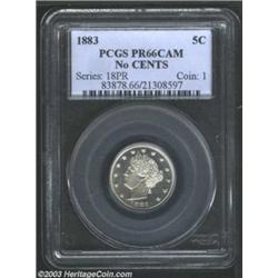1883 5C No Cents PR66 Cameo PCGS.