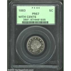1883 5C With Cents PR67 PCGS.
