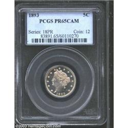 1893 5C PR65 Cameo PCGS.