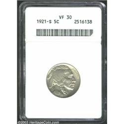 1921-S 5C VF30 ANACS.