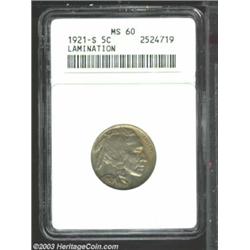 1921-S 5C --Lamination--MS60 ANACS.