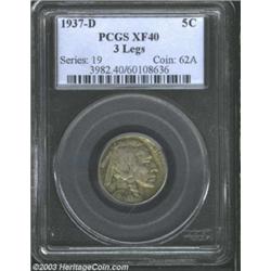 1937-D 5C Three-Legged XF40 PCGS.