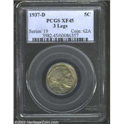 1937-D 5C Three-Legged XF45 PCGS.