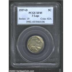 1937-D 5C Three-Legged XF45 PCGS.
