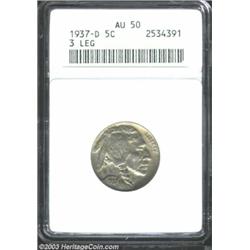 1937-D 5C Three-Legged AU50 ANACS.