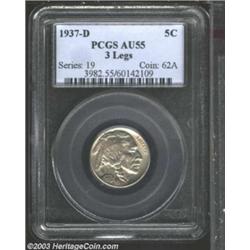 1937-D 5C Three-Legged AU55 PCGS.