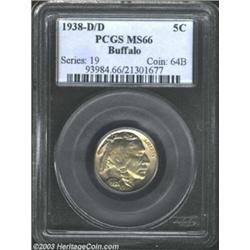 1938-D/D 5C Buffalo MS66 PCGS.